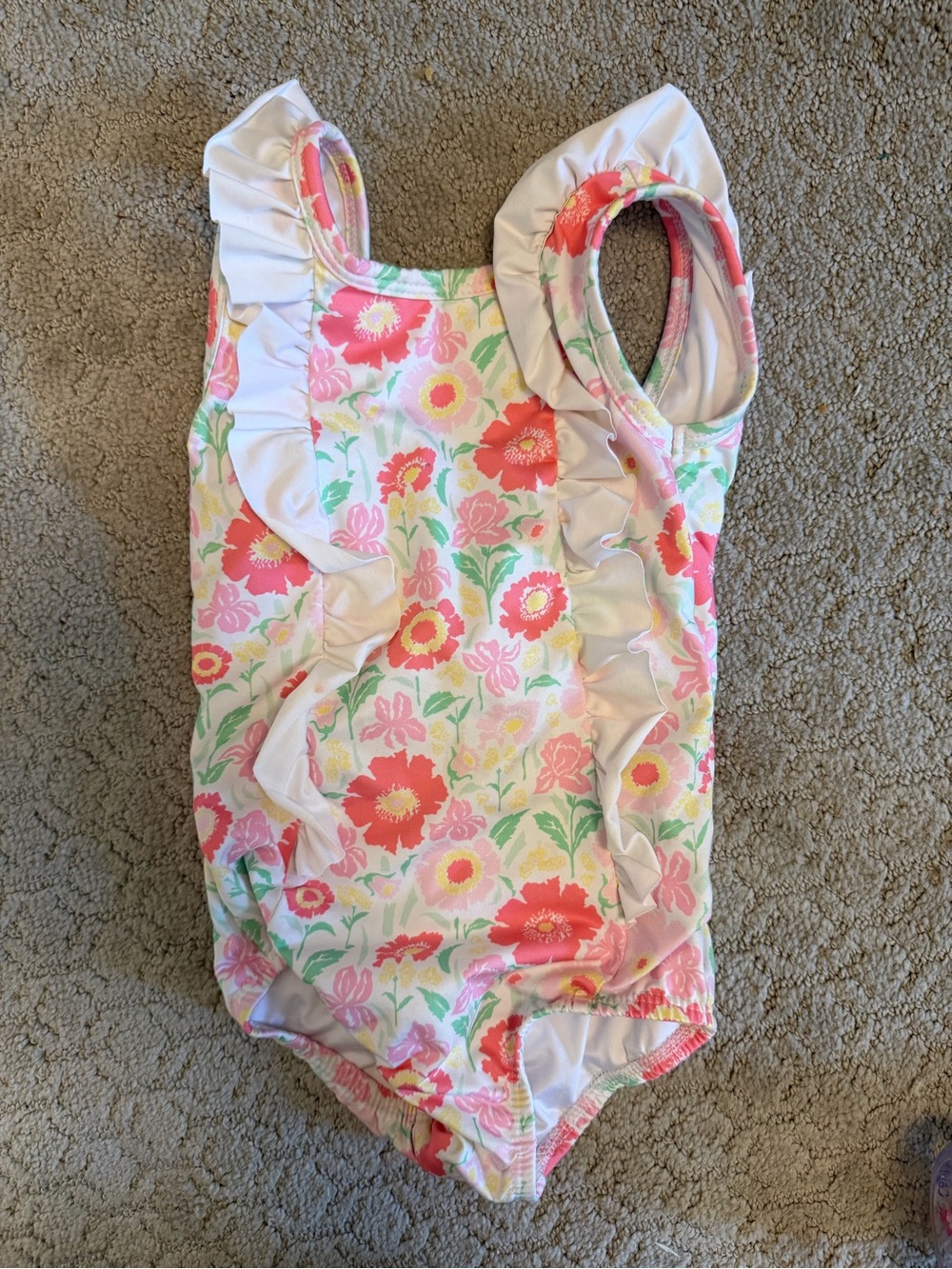 bella bliss Pink Floral Ruffle One-Piece Swimsuit